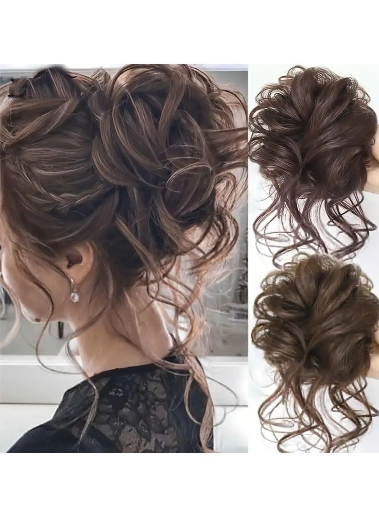ORiTi Add Volume and Style with Synthetic Messy Curly Hair Bun Chignon Scrunchy Hair Band! Hair - Image 2