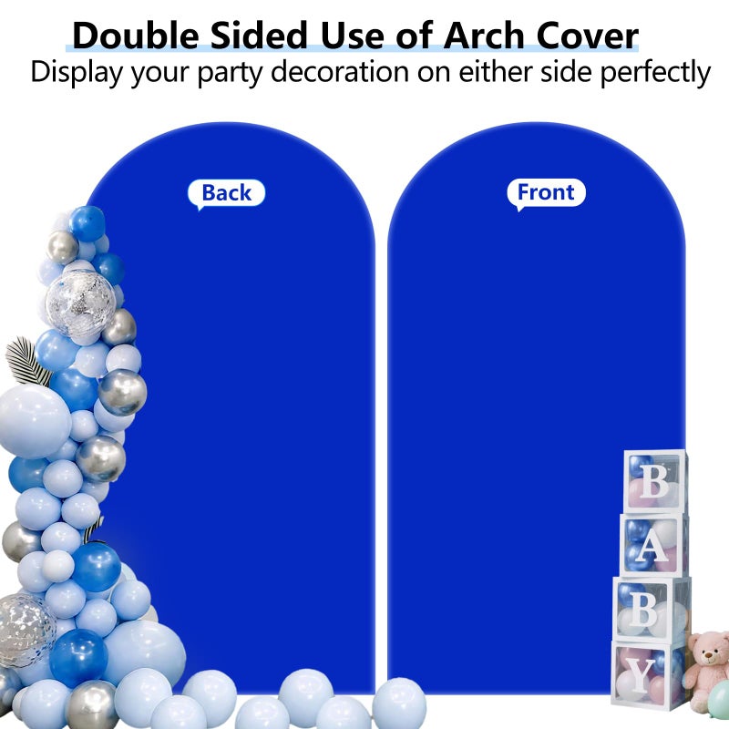 HEMMOTOP Blue Arch Cover 7.2 ft (No Arch Backdrop Stand), Spandex Wedding Balloon Stretchy Arch Backdrop for Photo, Round Top Stand Covers for Party Birthday Baby Shower Anniversary Decoration - Image 5