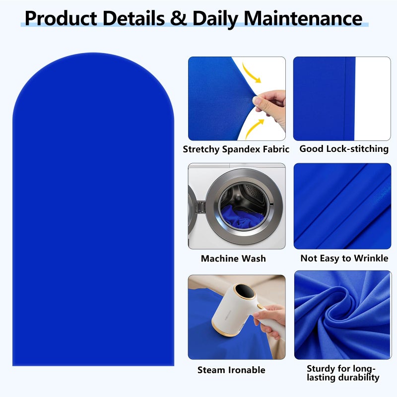 HEMMOTOP Blue Arch Cover 7.2 ft (No Arch Backdrop Stand), Spandex Wedding Balloon Stretchy Arch Backdrop for Photo, Round Top Stand Covers for Party Birthday Baby Shower Anniversary Decoration - Image 4