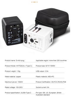Generic Fast Charging, Universal Travel Adapter - 3 USB + 1 Type C in One Travel Charger with UK/US/AUS/EU Plugs and Socket, International Power Adapter world travel adapter (White)  - Image 2