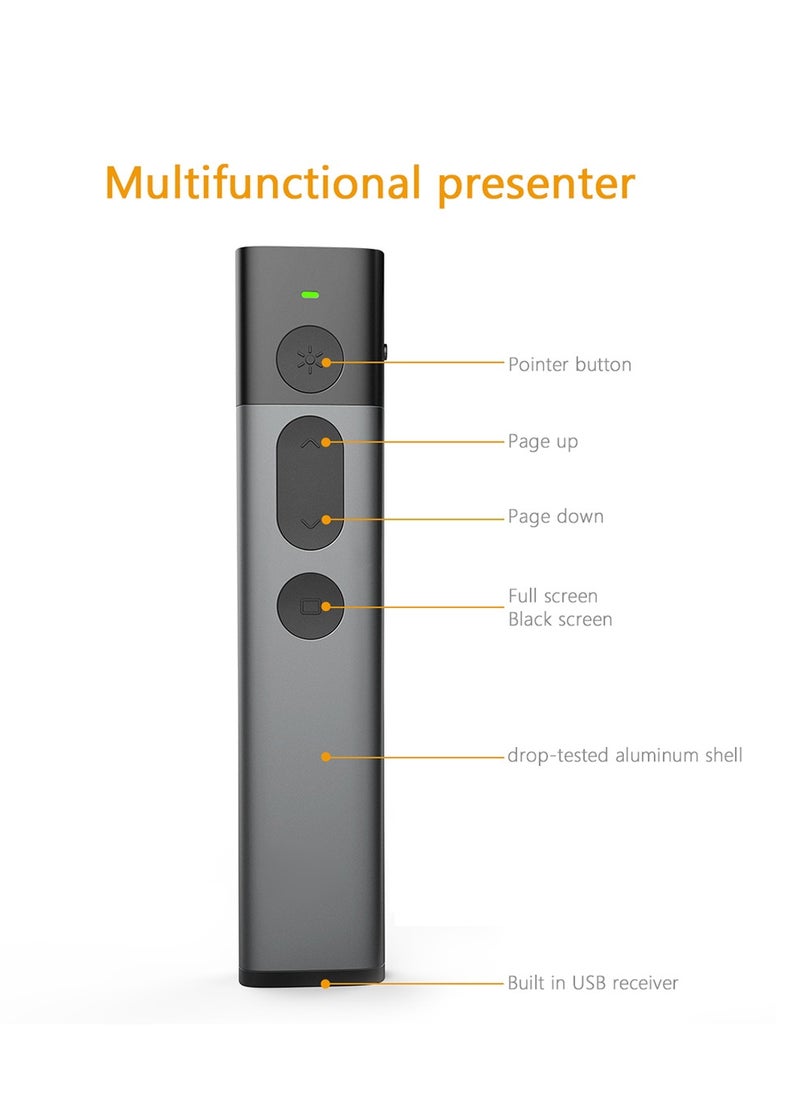 AMBERJACK - Wireless Presenter PowerPoint Clicker Representation Remote Control Green Laser Pointer - Image 1