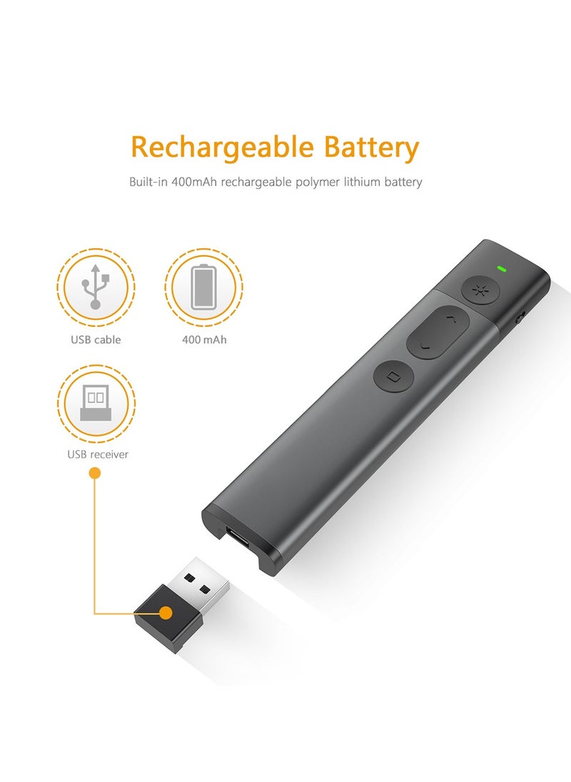 AMBERJACK - Wireless Presenter PowerPoint Clicker Representation Remote Control Green Laser Pointer - Image 1