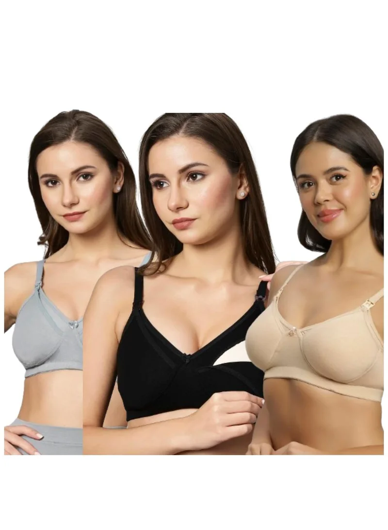Tummy  TUMMY Bamboo Cotton Non-Padded Wired free Bra Pack of 3 for Women | Best Price UAE