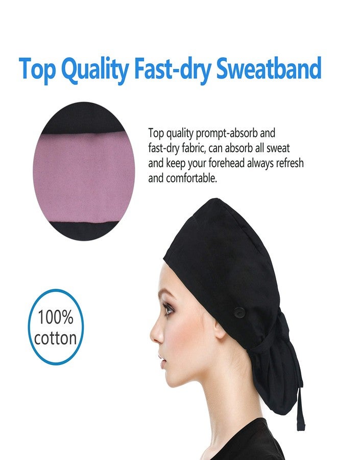 QBA Adjustable Working Cap with Button, Cotton Working Hat Sweatband, Elastic Bandage Tie Back Hats for Women & Men, One Size, #Satin-lined Butterfly, One size - Image 4