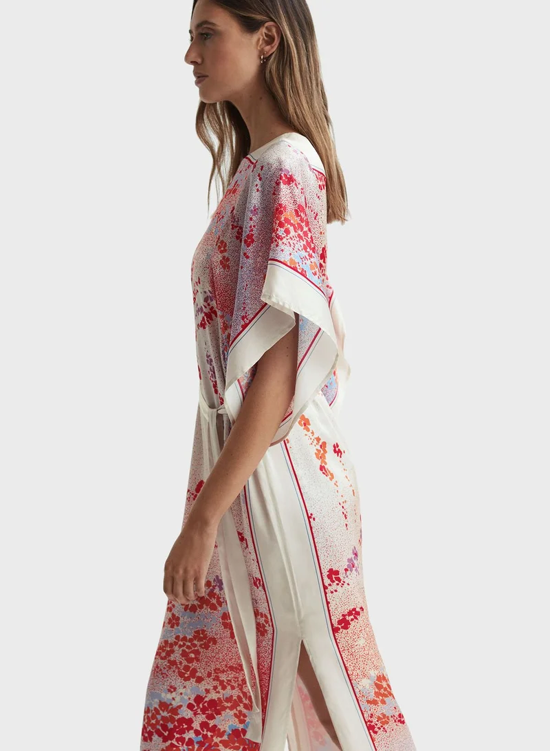 REISS Floral Printed Side Slit Dress
