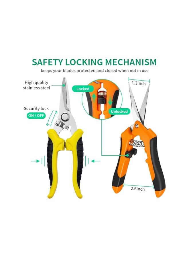 promass 3 Pcs Gardening Pruning Shears, Stainless Steel Gardening Scissors, Garden Potted Pruning Shears With Non-Slip Handle, Suitable For Pruning Flowers, Plants, Bonsai, Hydroponics - Image 5
