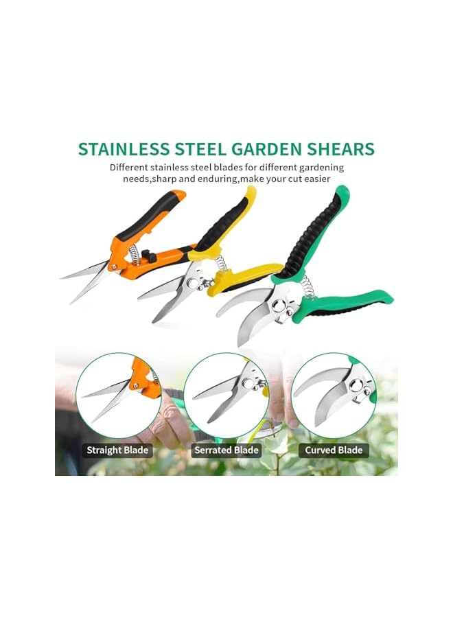 promass 3 Pcs Gardening Pruning Shears, Stainless Steel Gardening Scissors, Garden Potted Pruning Shears With Non-Slip Handle, Suitable For Pruning Flowers, Plants, Bonsai, Hydroponics - Image 2