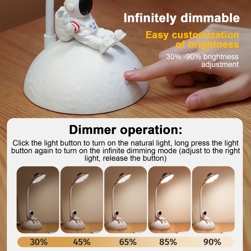 LED Lamp Rechargeable Desk Light 1200mAh Battery - Eye Protection Soft Light for Reading Projection Feature for Dorm Rooms Students - Image 5
