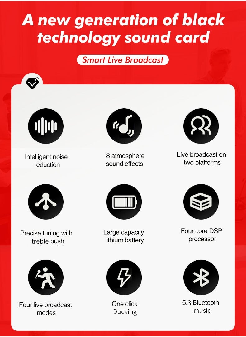 Sunbmebge - Sound Card Condenser Microphone Kit/Live Broadcast Equipment with Ring Light/Recording Studio for Live Streaming/Suitable for Podcasting/Live Broadcasting/Singing/PC/Mobile/TikTok/YouTube - Image 1