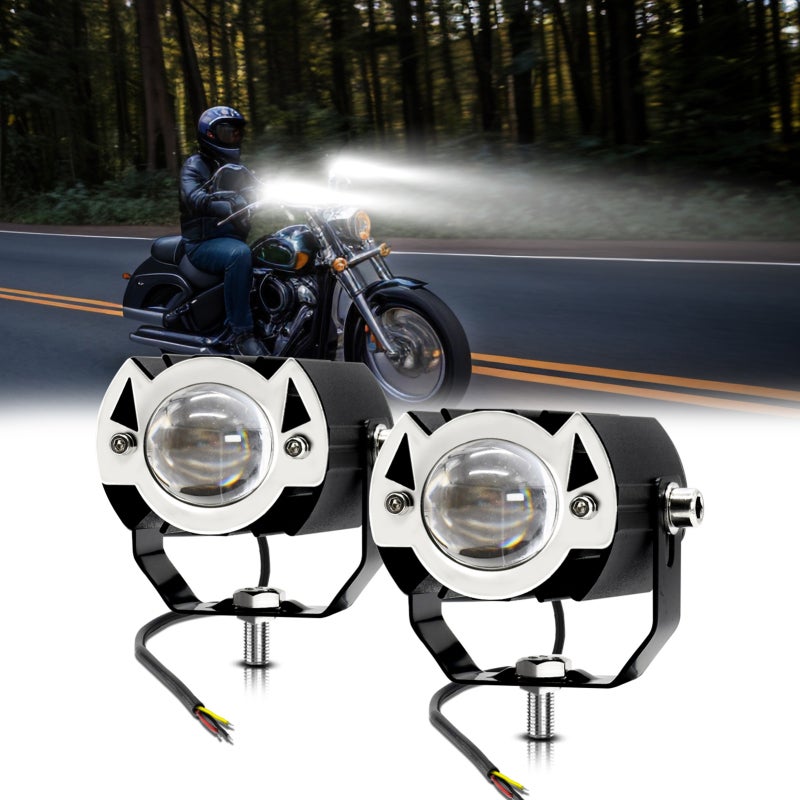 Motorcycle LED Driving Lights 1 Pack Black Innovative Bat-like Appearance Enhanced Brightness 6 ZES-3575 LED Chips - 3 Lighting Modes IP68 Waterproof Motorcycle Spotlight for Motorcycles Trucks Off-Ro - Image 2