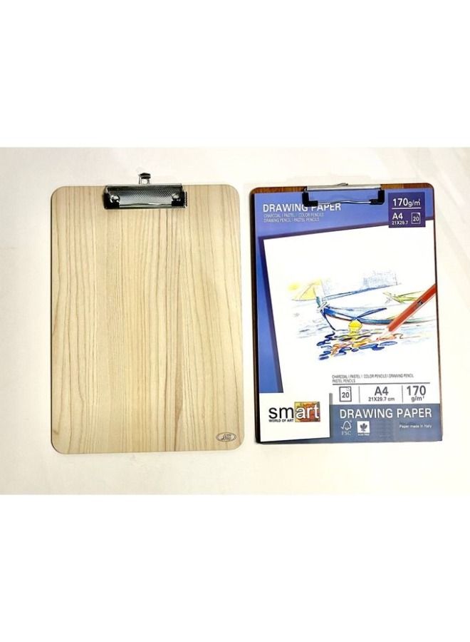 بلانشيطة خشب A4 بمقبض معدن لمسك الاوراق