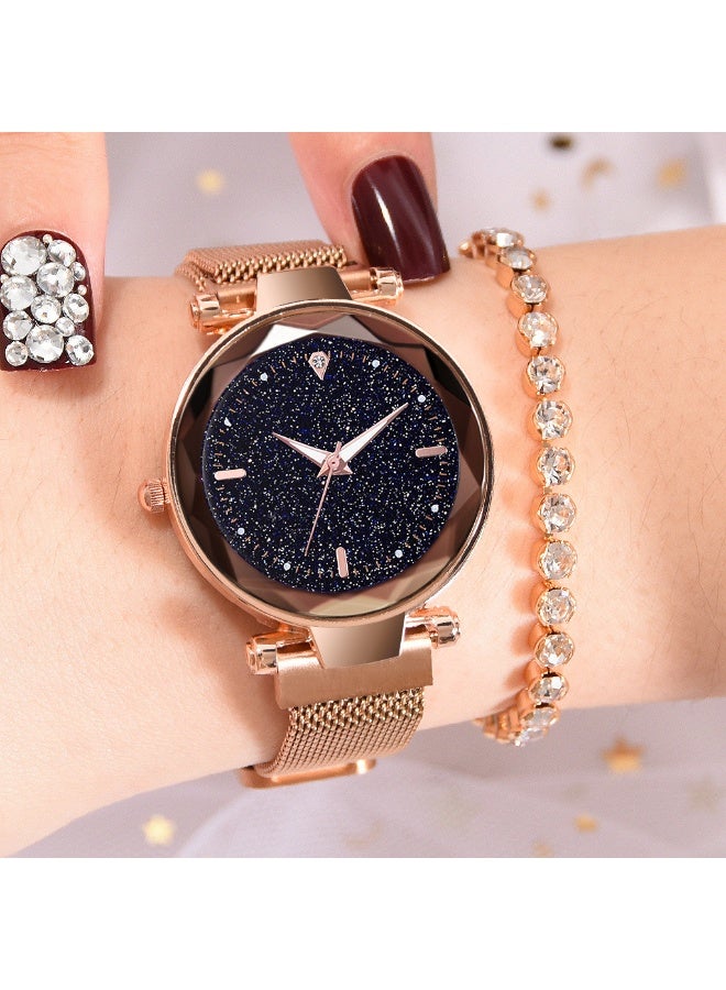 Women's Rose Gold Magnetic Watch & Bracelet Set - Night Glow Dial & Adjustable Band - Image 4