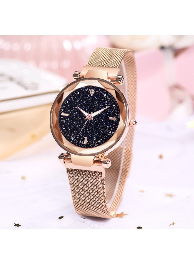 Women's Rose Gold Magnetic Watch & Bracelet Set - Night Glow Dial & Adjustable Band - Image 3
