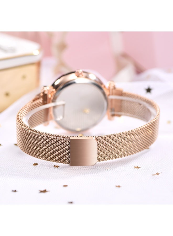 Women's Rose Gold Magnetic Watch & Bracelet Set - Night Glow Dial & Adjustable Band - Image 5