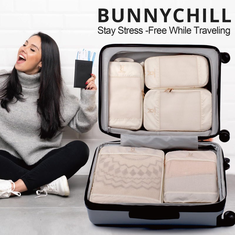 Bunnychill Expandable Compression Packing Cubes for Suitcases,6 Set Lightweight Compressible Travel Packing Organizer for Carry on Suitcase,Organizer Bags Set as Travel Essentials for Women - Image 2