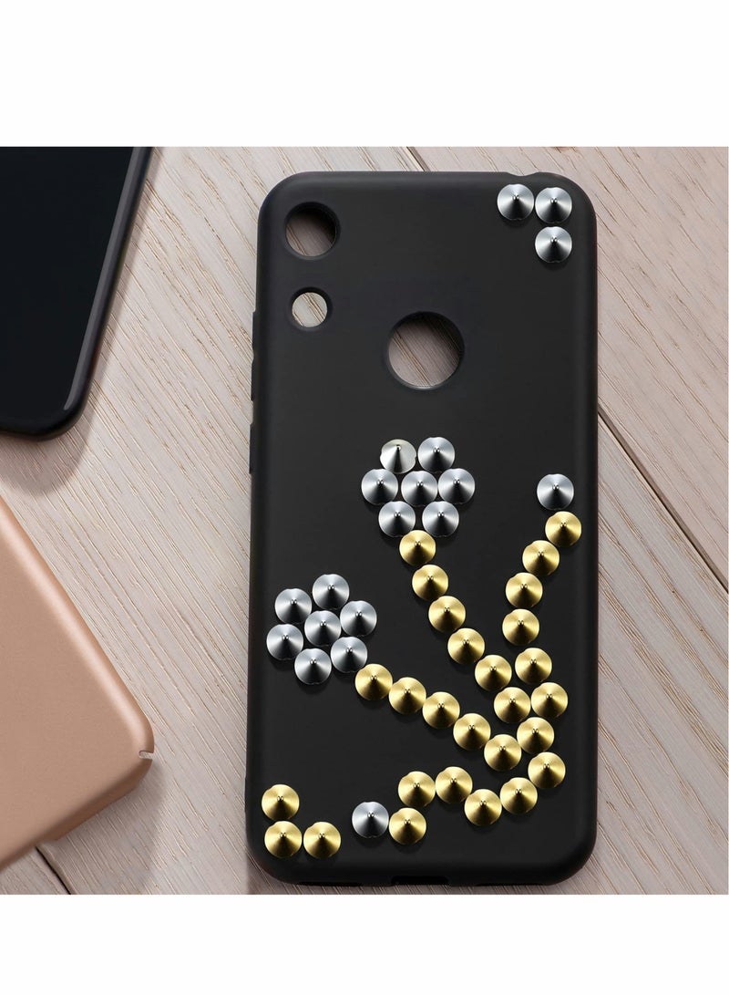 Excefore 200pcs Cone Spike Studs Bead, Punk Bullet Rivets Cone Spike Studs Beads, Sew On, Glue On, Stick On, DIY Garments, Bags & Shoes Embellishment (Gold, Silver) - Image 2