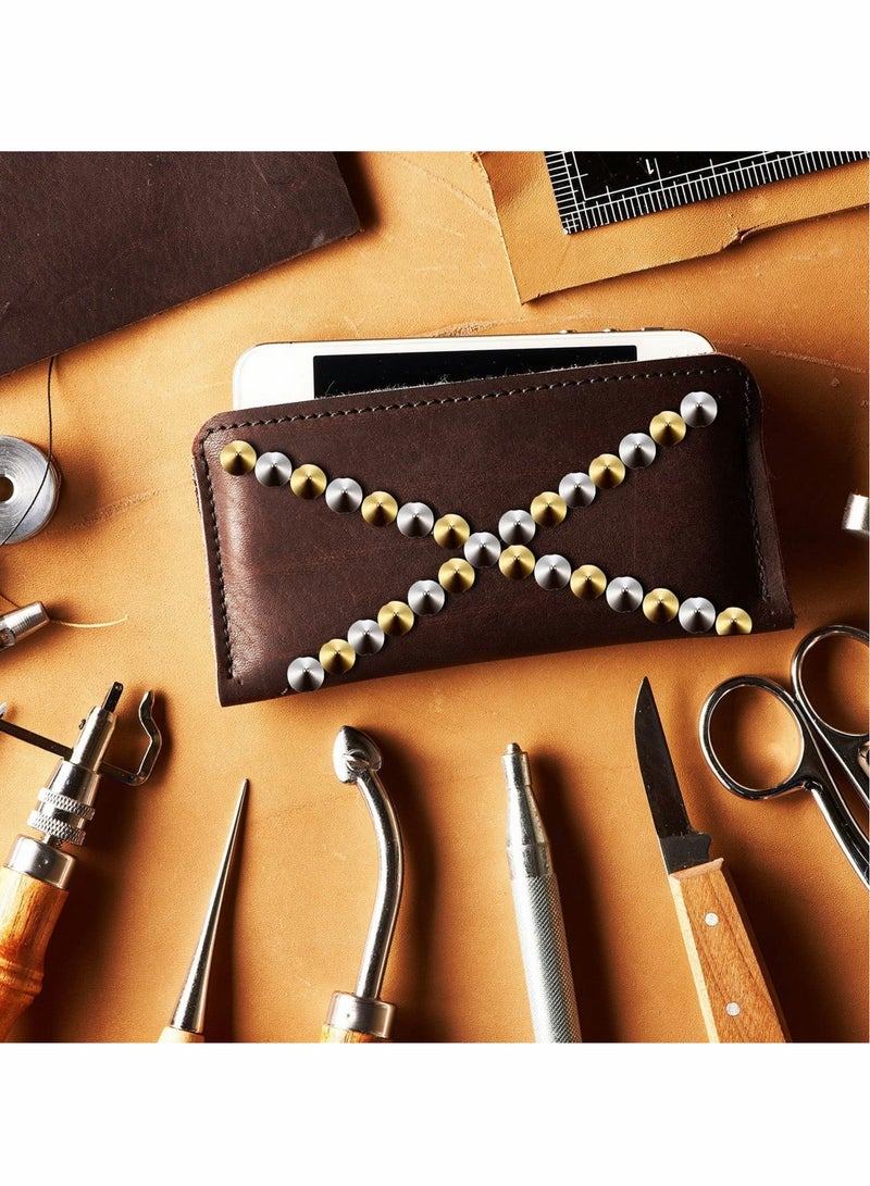 Excefore 200pcs Cone Spike Studs Bead, Punk Bullet Rivets Cone Spike Studs Beads, Sew On, Glue On, Stick On, DIY Garments, Bags & Shoes Embellishment (Gold, Silver) - Image 4