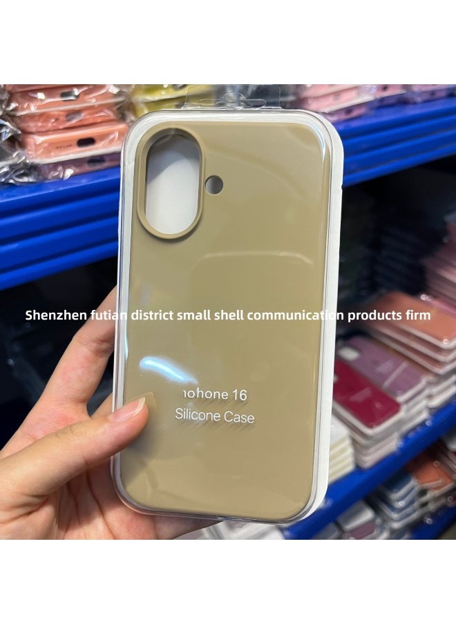 Generic For Iphone16 Liquid Silicone Phone Case For Iphone 16Pro Max/16Pro Full Covering Drop-Resistant Protective Case-Color:Desert Gold [with Logo]-Applicable Model:For Iphone16e [sealed Packaging]  - Image 1