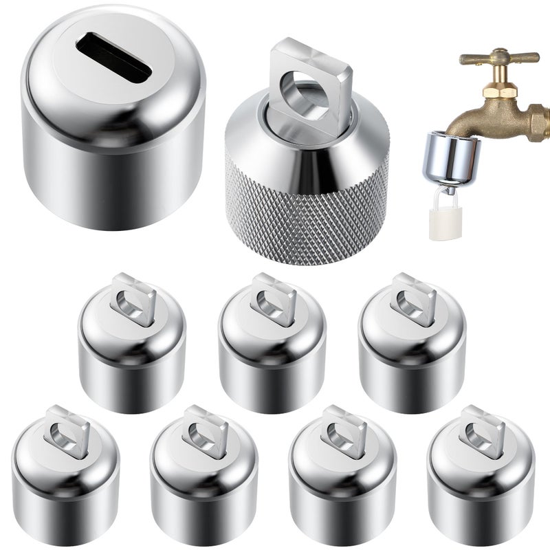Enhon 8 Pack Water Spigot Lock Brass Hose Bib Lock for 34 Inch Garden Male Hose Thread Prevents Water Theft and Unauthorized Faucet Use No Padlock - Image 2