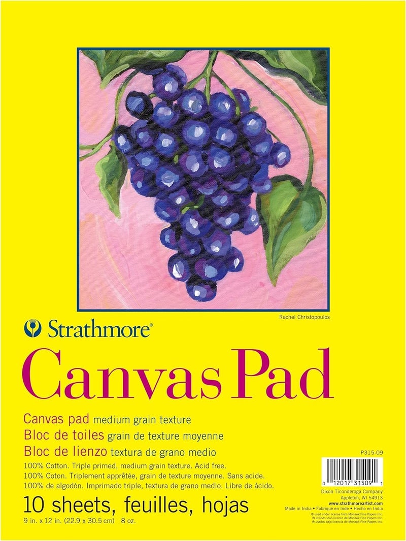 Strathmore 300 Series, Canvas Pad, 9x12 inch, 10 Sheets â€“ Triple Primed, 100% Cotton Canvas, Plein Air Artists, Acrylic Paint and Oil Paint - Image 1