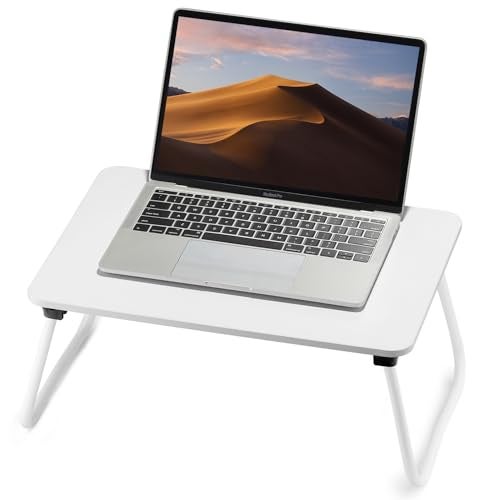 FISYOD Foldable Lap Desk Laptop Bed Desk Portable Bed Table Laptop Stand for Bed Couch Lightweight Mini White - Image 1