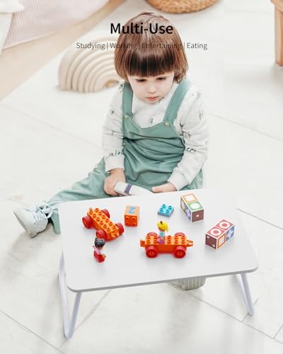FISYOD Foldable Lap Desk Laptop Bed Desk Portable Bed Table Laptop Stand for Bed Couch Lightweight Mini White - Image 3