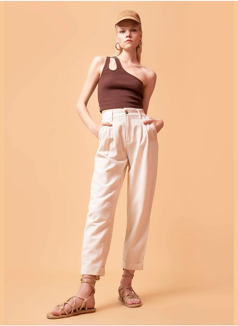 ديفاكتو Woman Slouchy Woven Bottom Trousers