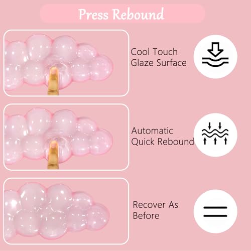 WFCYGL Acrylic Computer Keyboard Stand with Gel Cloud Wrist Rest Keyboard Riser with Comfortable Clear Silicone Mouse Wrist Pad Ergonomic Tilted Transparent Keyboard Holder for Desktop Office Hot Pink - Image 3