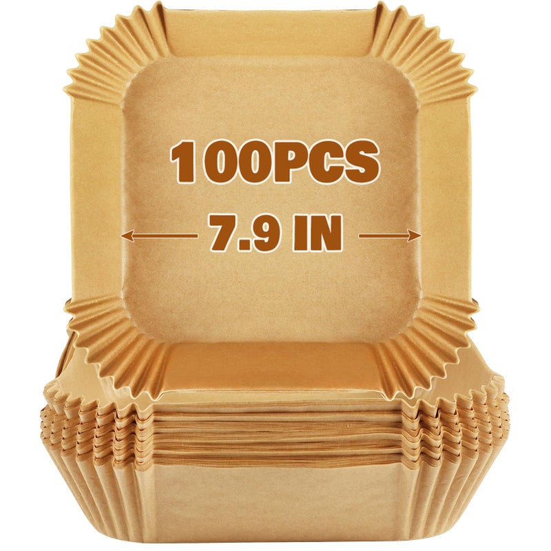 YQL 100PCS Parchment Paper for Air Fryer 5L  75L 79inch Air Fryer Liners Square Non Stick Airfryer Liners Disposable Airfryer Sheets Compatible with TefalCOSORINinja ON400UKAF180UKPhilips
