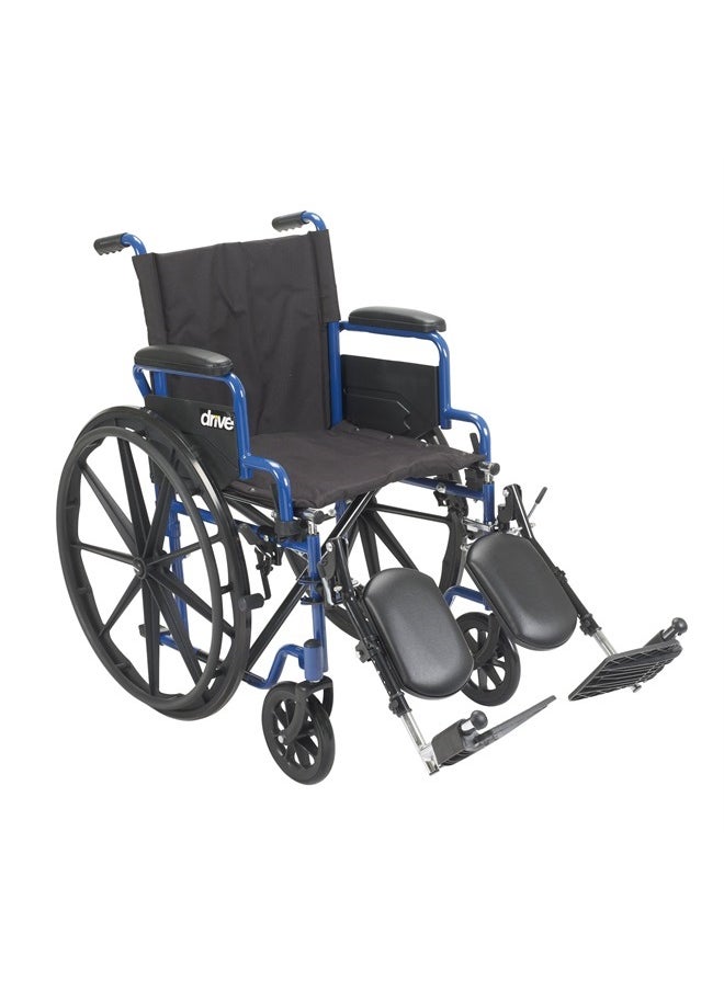 Drive Medical BLS18FBD-ELR Blue Streak Lightweight Wheelchair with Swing-Away Elevating Leg Rests and Flip-Back Arms  - Image 1
