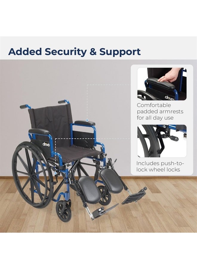 Drive Medical BLS18FBD-ELR Blue Streak Lightweight Wheelchair with Swing-Away Elevating Leg Rests and Flip-Back Arms  - Image 5