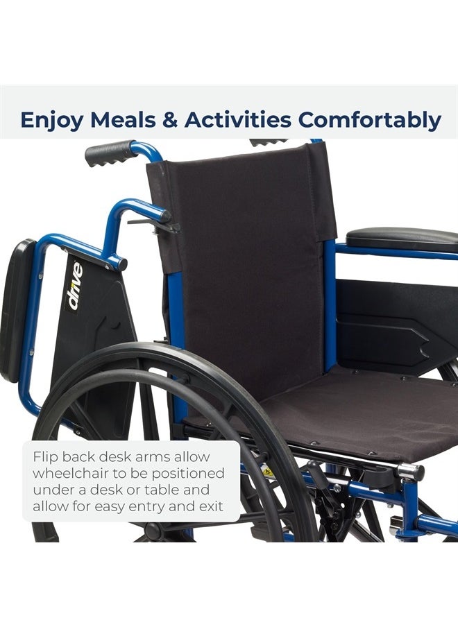 Drive Medical BLS18FBD-ELR Blue Streak Lightweight Wheelchair with Swing-Away Elevating Leg Rests and Flip-Back Arms  - Image 4