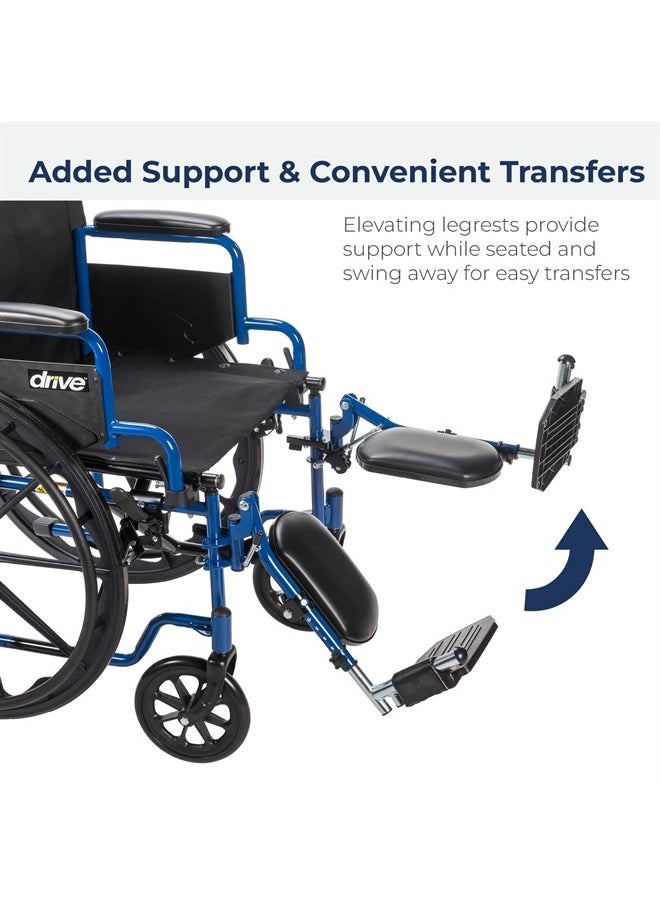 Drive Medical BLS18FBD-ELR Blue Streak Lightweight Wheelchair with Swing-Away Elevating Leg Rests and Flip-Back Arms  - Image 3
