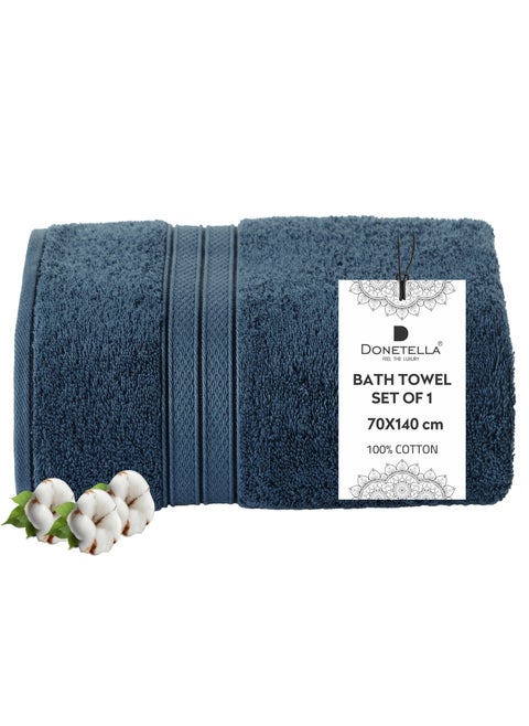 Premium 100 % Combed Cotton 1-Pcs Bath Towel(70 X 140 CM) 600 GSM Large Towel, Highly Absorbent, Quick Dry,Best Towel for Bathroom, Spa And Hotel,Dark Blue