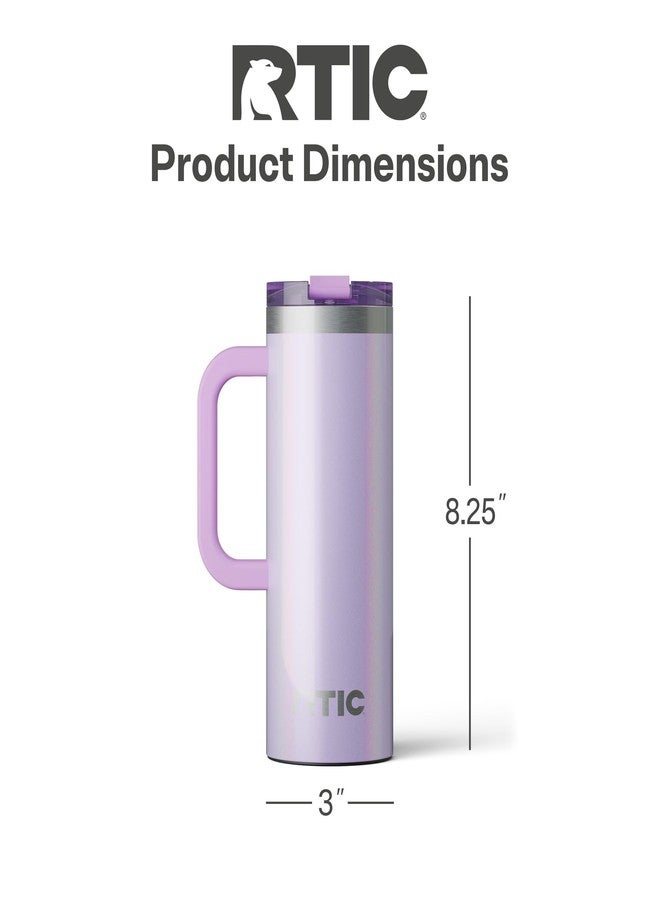 RTIC 20oz Road Trip Travel Mug with Lid and Handle, Ceramic Lined, Insulated, Stainless Steel, Metal, Double Wall Vacuum-Insulation, Portable Coffee, Tea Cup for Hot and Cold Drink, Lavender Glitter - Image 5