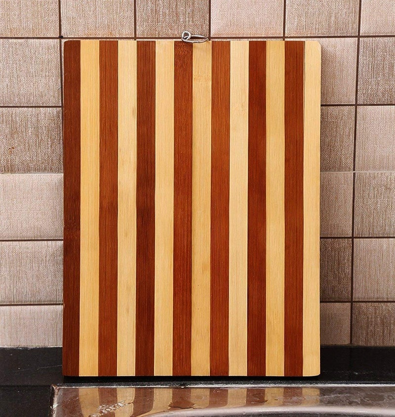 Truvic Wooden Bamboo Kitchen ChoppingCuttingSlicing Board with Holder for Fruit VegetablesColor in Photo Wooden 29 x 20 x 18cm - Image 5