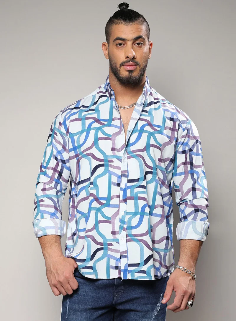 انستافاب بلس قميص رجالي مطبوع بألوان متعددة مقاس كبير