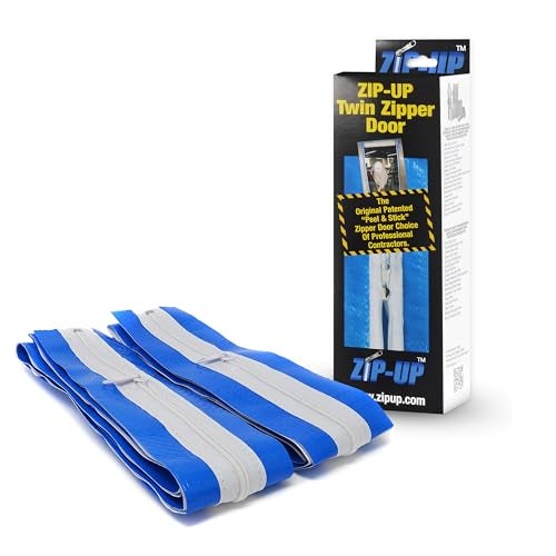 ZIP-UP Poly Zipper Door - 84" x 3" Peel & Stick Dust Barrier Zipper with Self Adhesive Backing & Air Tight Seal - Twin Pack - ZIP7.3TWB - Image 1
