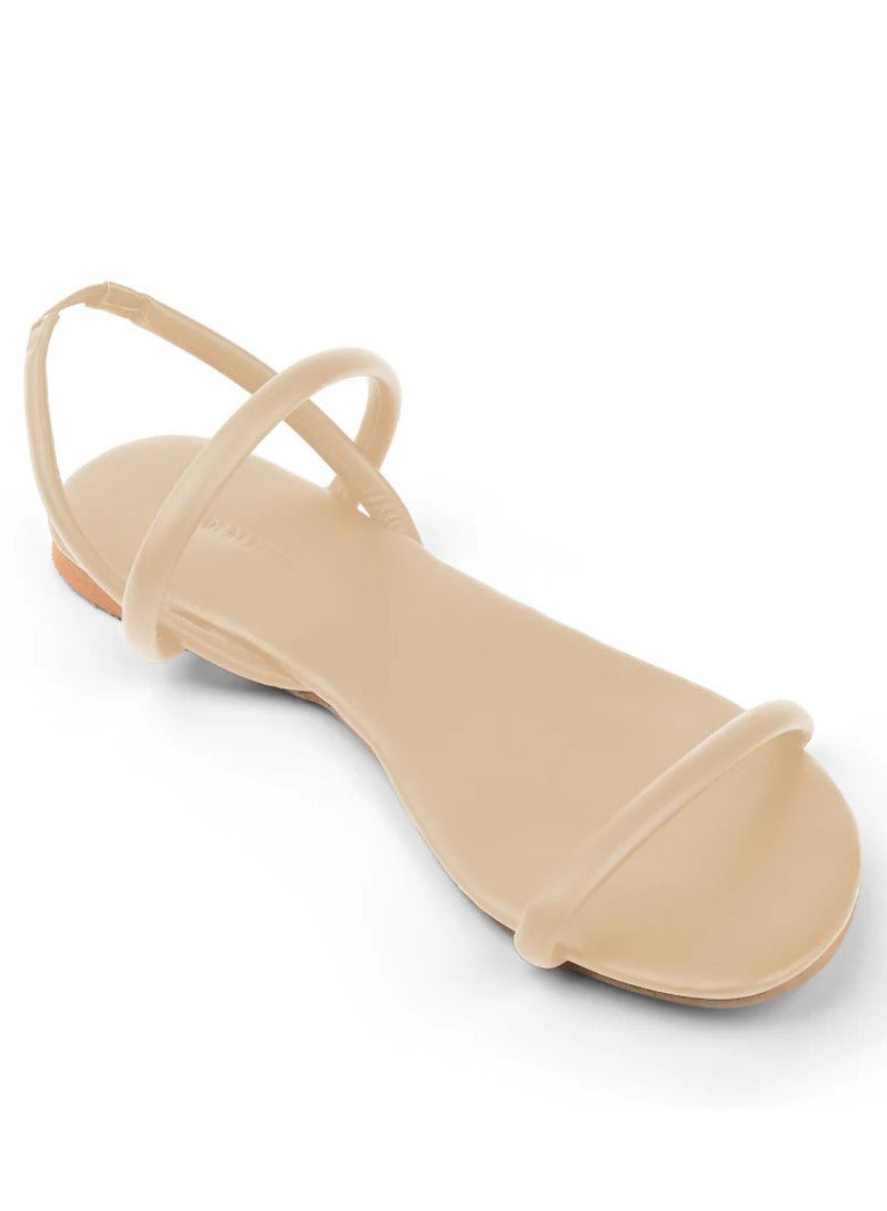 Katee Pompa Beige Sandals – Soft Neutral Summer Flats – Comfy & Feminine - Image 2