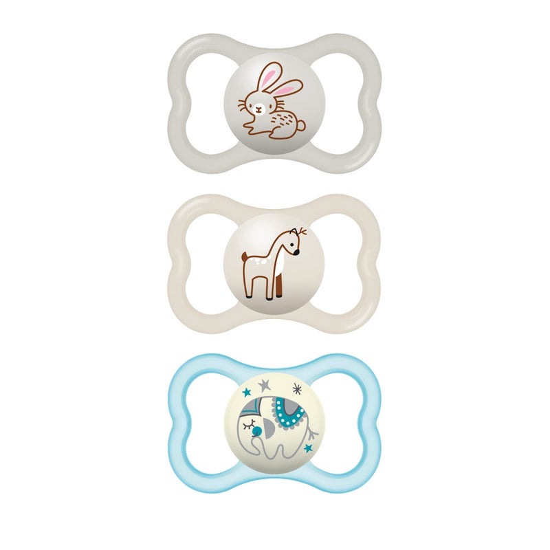 MAM Air Night & Day Baby Pacifier, for Sensitive Skin, Glows in The Dark, 3 Pack, 6-16 Months, Unisex - Image 1