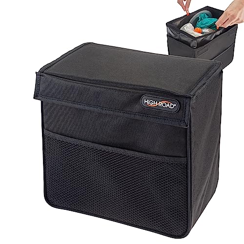 High Road TrashStand Weighted Car Trash Can with Lid and Removable Leakproof Liner - Universal Fit Behind Center Console in Back Seat - Holds 2 Gallons of Car Garbage - Image 1