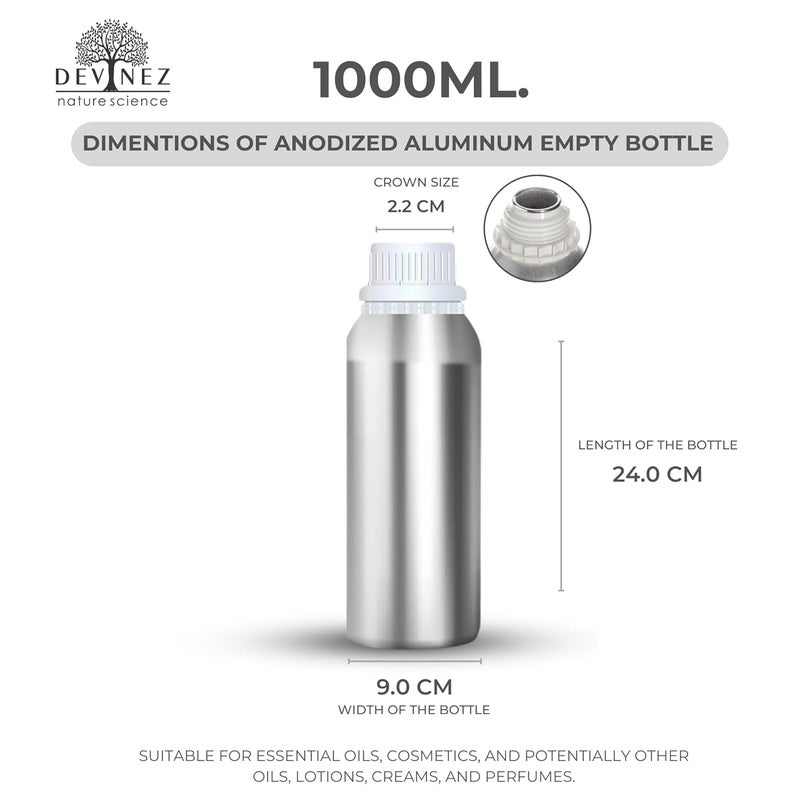 Devinez Anodized Aluminum Empty Bottle with Drop Nozzle Seal Cap Ideal for Essential Oils Skin Care Beauty Products Toners Cosmetics DIY Creations 1000ml Pack of 6 - Image 2
