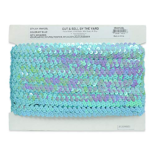 إكسبو إنترناشونال شريط ترتر معدني مطاطي من صفين، مقاس 7/8 بوصة، ترتر متعدد الاستخدامات للأعمال اليدوية، شريط ترتر قابل للغسل للخياطة، طول 20 ياردة؛ أزرق - Image 2