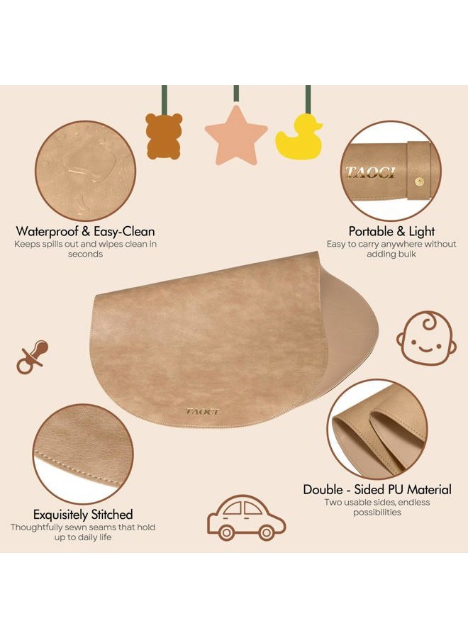 TAOCI Baby Changing Pad, Wipeable Portable Changing Pad, Diaper Change Mat, Waterproof Vegan Leather Changing Pads for Home & Travel, Brown, 27.5 x 15.7 '' - Image 3