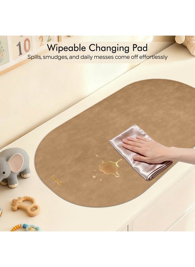 TAOCI Baby Changing Pad, Wipeable Portable Changing Pad, Diaper Change Mat, Waterproof Vegan Leather Changing Pads for Home & Travel, Brown, 27.5 x 15.7 '' - Image 5
