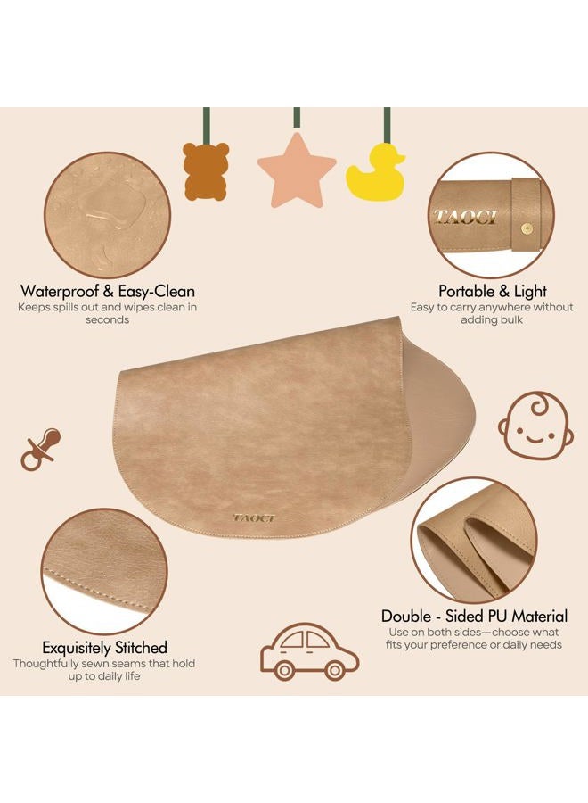TAOCI Baby Changing Pad, Wipeable Portable Changing Pad, Diaper Change Mat, Waterproof Vegan Leather Changing Pads for Home & Travel, Brown, 27.5 x 15.7 '' - Image 4