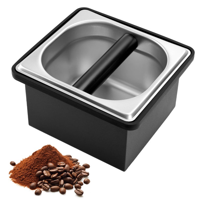 LYHLYA Espresso Knock Box, Stainless Steel Coffee Knock Box Large Capacity Coffee Pucks Container Espresso Machine Tool for Coffee Ground (Small) - Image 1
