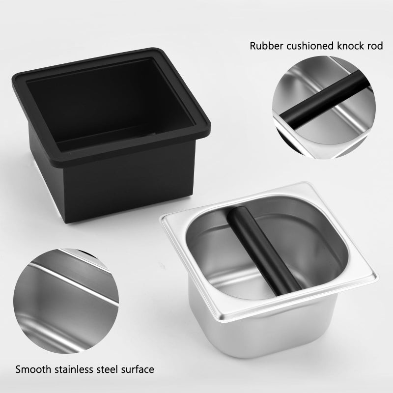 LYHLYA Espresso Knock Box, Stainless Steel Coffee Knock Box Large Capacity Coffee Pucks Container Espresso Machine Tool for Coffee Ground (Small) - Image 4