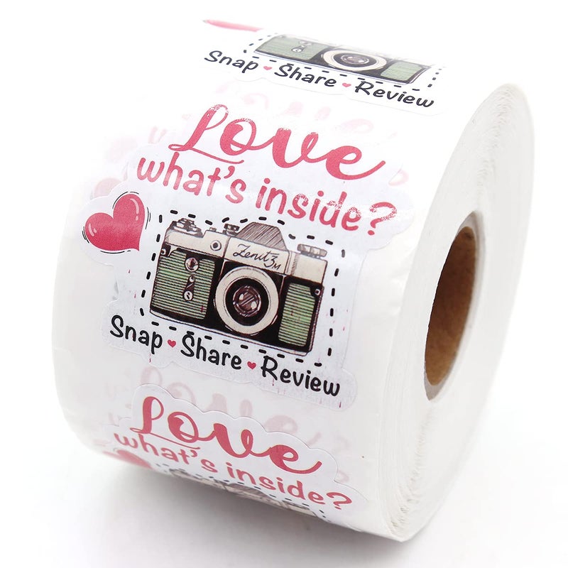Littlefa Camera Stickers for BusinessBakery Sticker for PackagingLove it Snap and Share StickersShare Sticker for Small BusinessGift Bags Packaging 500 PCS