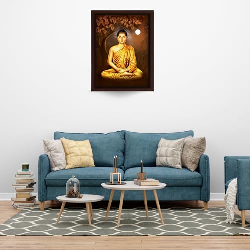 Masstone Buddha Paintings for Living Room | Lord Buddha Painting with Frame 35X28 CM | Gautam Buddha Wall Painting | Wall Paintings for Home Decoration - Image 5